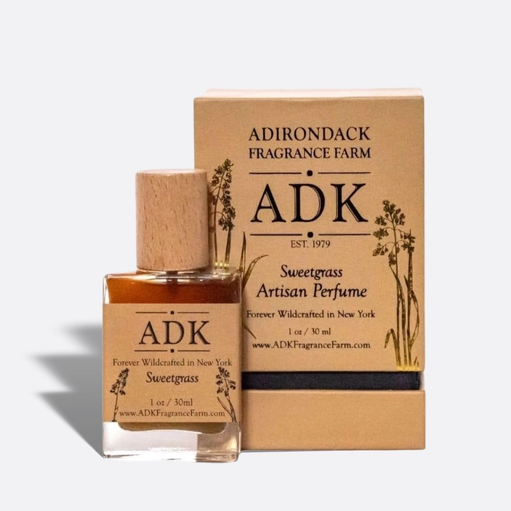 Gold ADK designed Sweetgrass Perfume Spray 1oz Bottle with Box